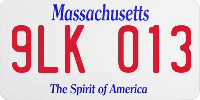 MA license plate 9LK013