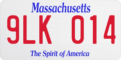 MA license plate 9LK014