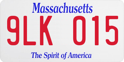 MA license plate 9LK015