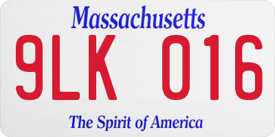MA license plate 9LK016