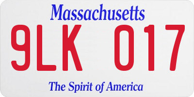MA license plate 9LK017