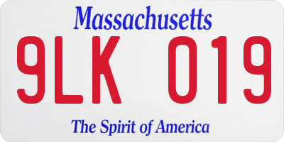 MA license plate 9LK019
