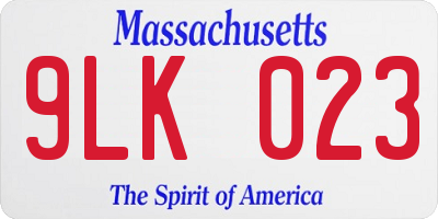 MA license plate 9LK023