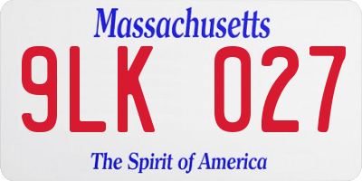 MA license plate 9LK027