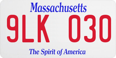 MA license plate 9LK030