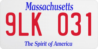 MA license plate 9LK031