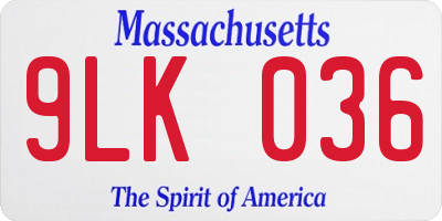 MA license plate 9LK036