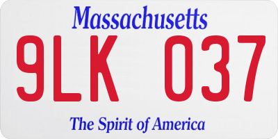 MA license plate 9LK037