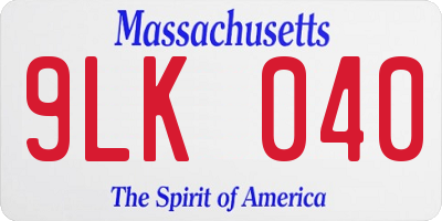 MA license plate 9LK040