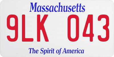 MA license plate 9LK043
