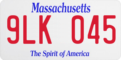 MA license plate 9LK045