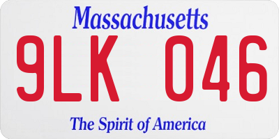 MA license plate 9LK046