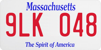 MA license plate 9LK048