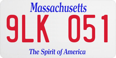 MA license plate 9LK051