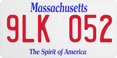 MA license plate 9LK052