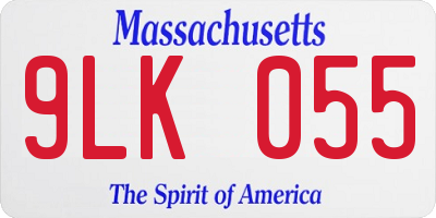 MA license plate 9LK055