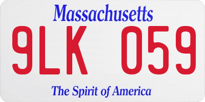 MA license plate 9LK059