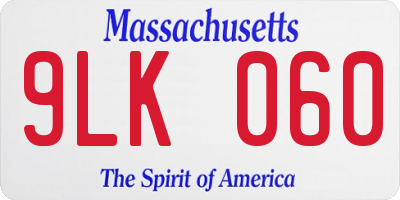 MA license plate 9LK060