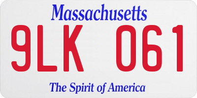 MA license plate 9LK061
