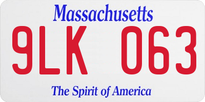MA license plate 9LK063