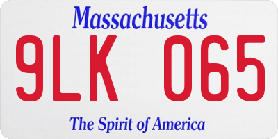 MA license plate 9LK065