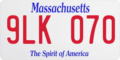 MA license plate 9LK070