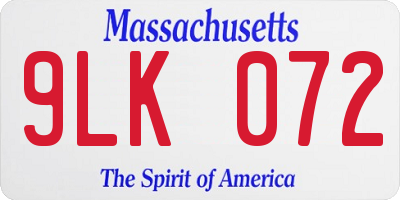 MA license plate 9LK072