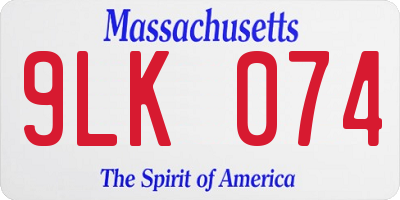 MA license plate 9LK074