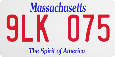 MA license plate 9LK075