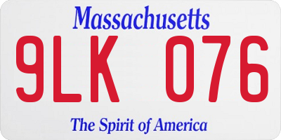 MA license plate 9LK076