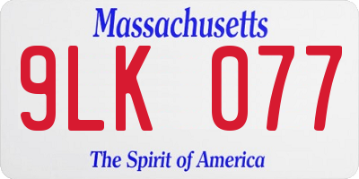 MA license plate 9LK077