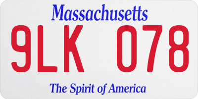 MA license plate 9LK078