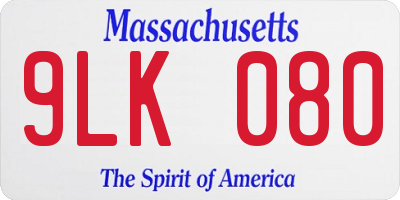 MA license plate 9LK080