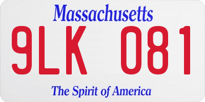 MA license plate 9LK081