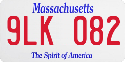 MA license plate 9LK082