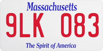 MA license plate 9LK083