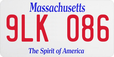 MA license plate 9LK086