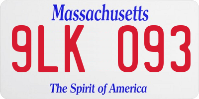 MA license plate 9LK093