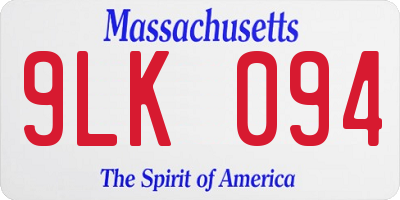 MA license plate 9LK094