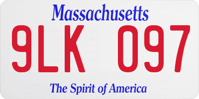 MA license plate 9LK097