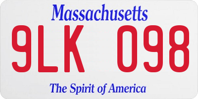 MA license plate 9LK098
