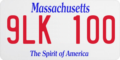 MA license plate 9LK100