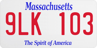 MA license plate 9LK103