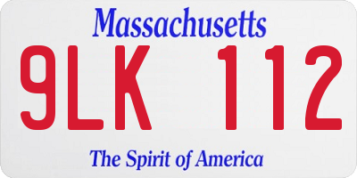 MA license plate 9LK112