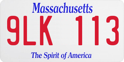 MA license plate 9LK113