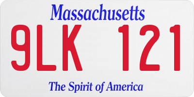 MA license plate 9LK121