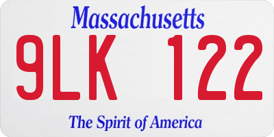 MA license plate 9LK122