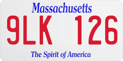 MA license plate 9LK126