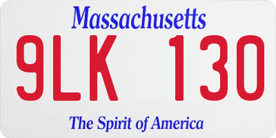 MA license plate 9LK130