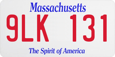 MA license plate 9LK131